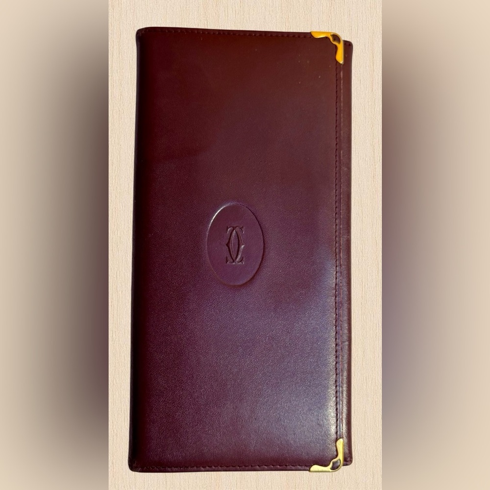 Vintage Cartier Must de Cartier Bordeaux Continental Wallet – Goldtone Corners